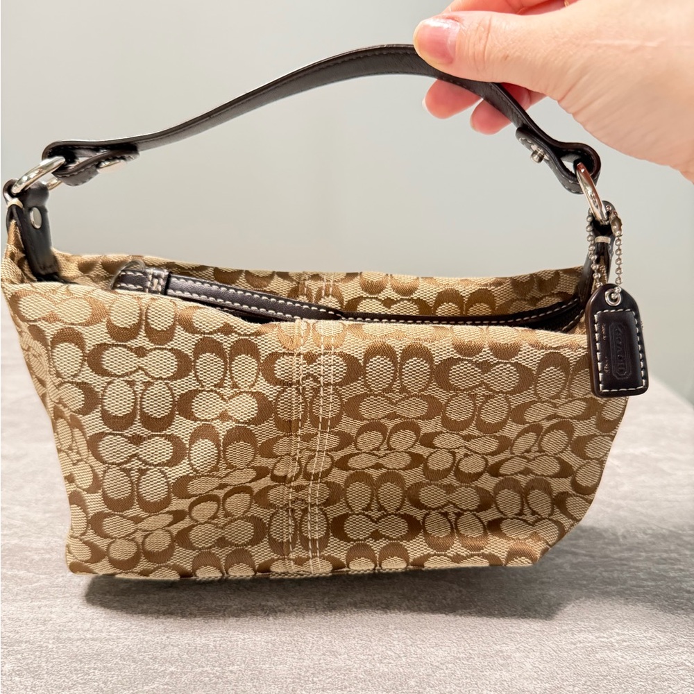 Vintage Y2K Coach Brown Monogram Mini Hobo Handbag Purse With Pull Tag - Picture 2 of 6